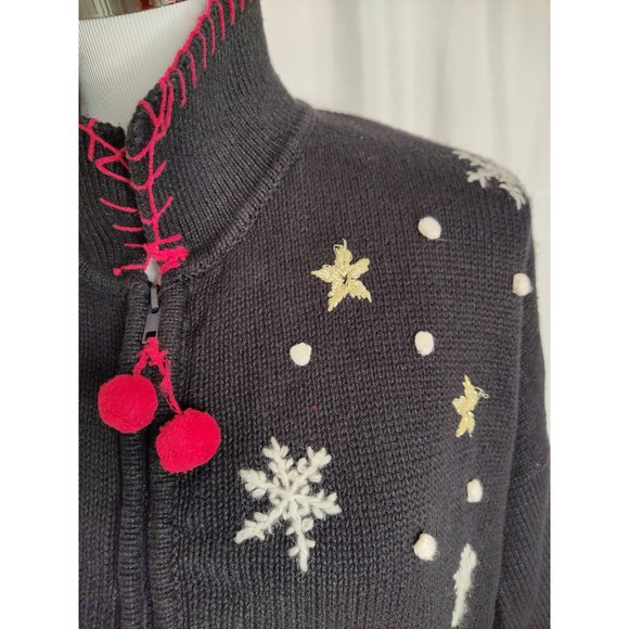 Vintage Heirloom Collectibles Snowman Ugly Christmas Full Zip Sweater Size XL - Picture 8 of 13